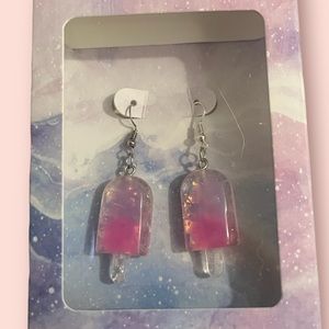 Pink Glitter Popsicle Earrings HANDMADE